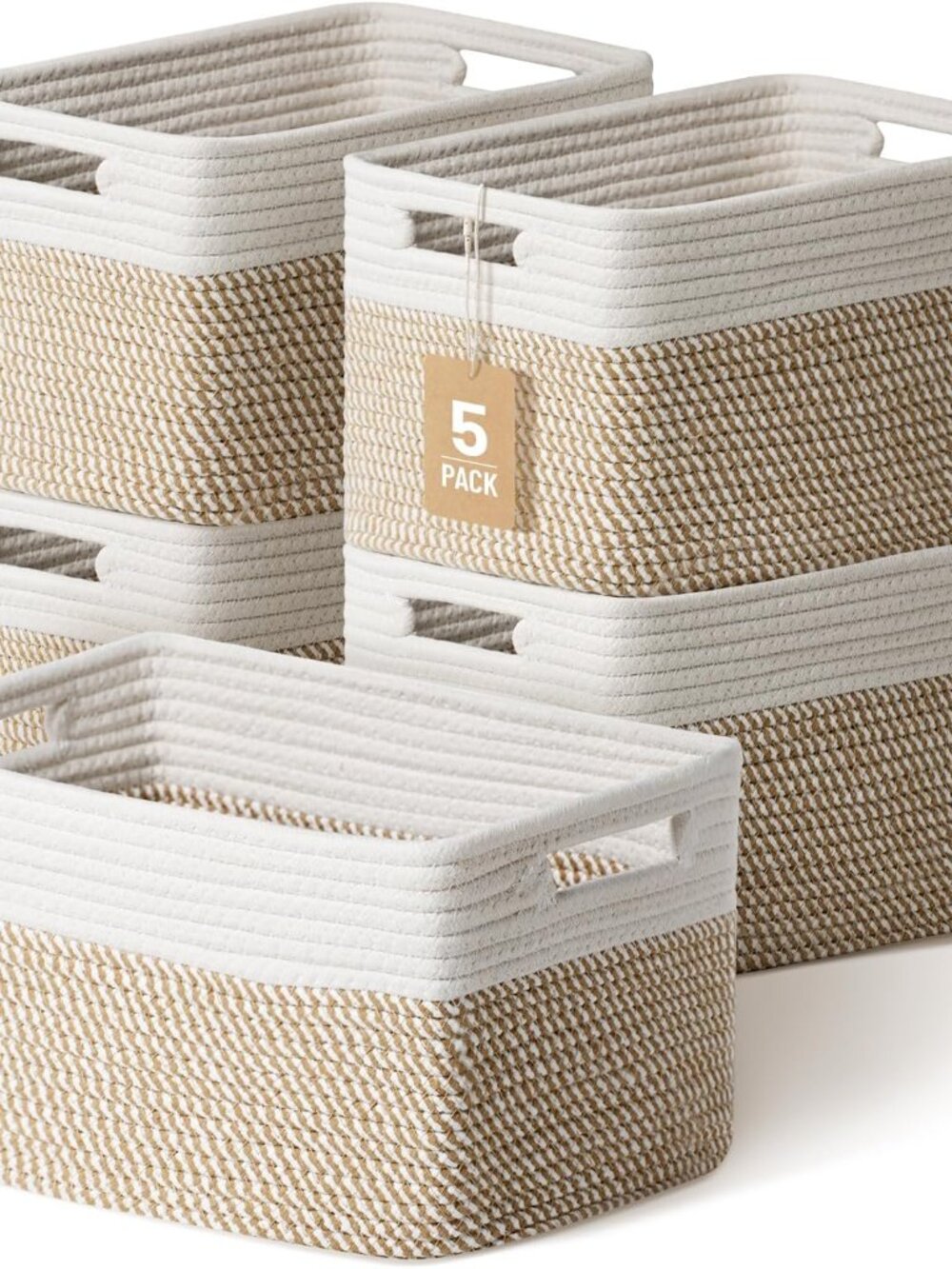 New 5 Pack Woven Storage Baskets, Decorative Storage Bins for Organizing
